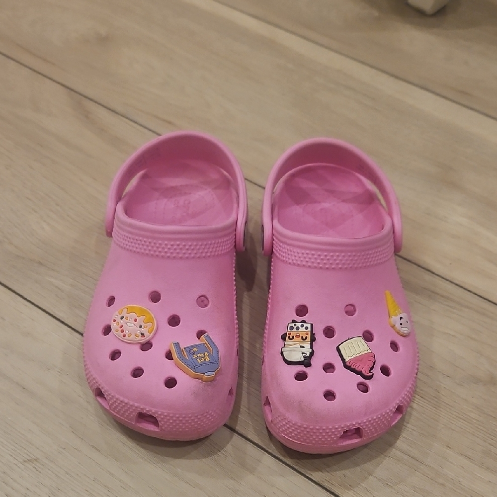 Pink Kids Crocs with Fun Charms